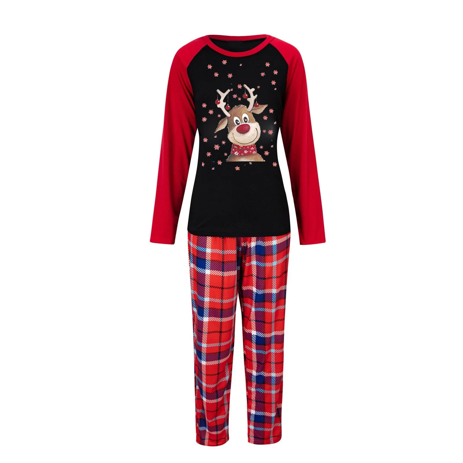 Reindeer Christmas Plaid Pattern Family Matching Pajamas Sets (with Pet's dog clothes) - Image 5
