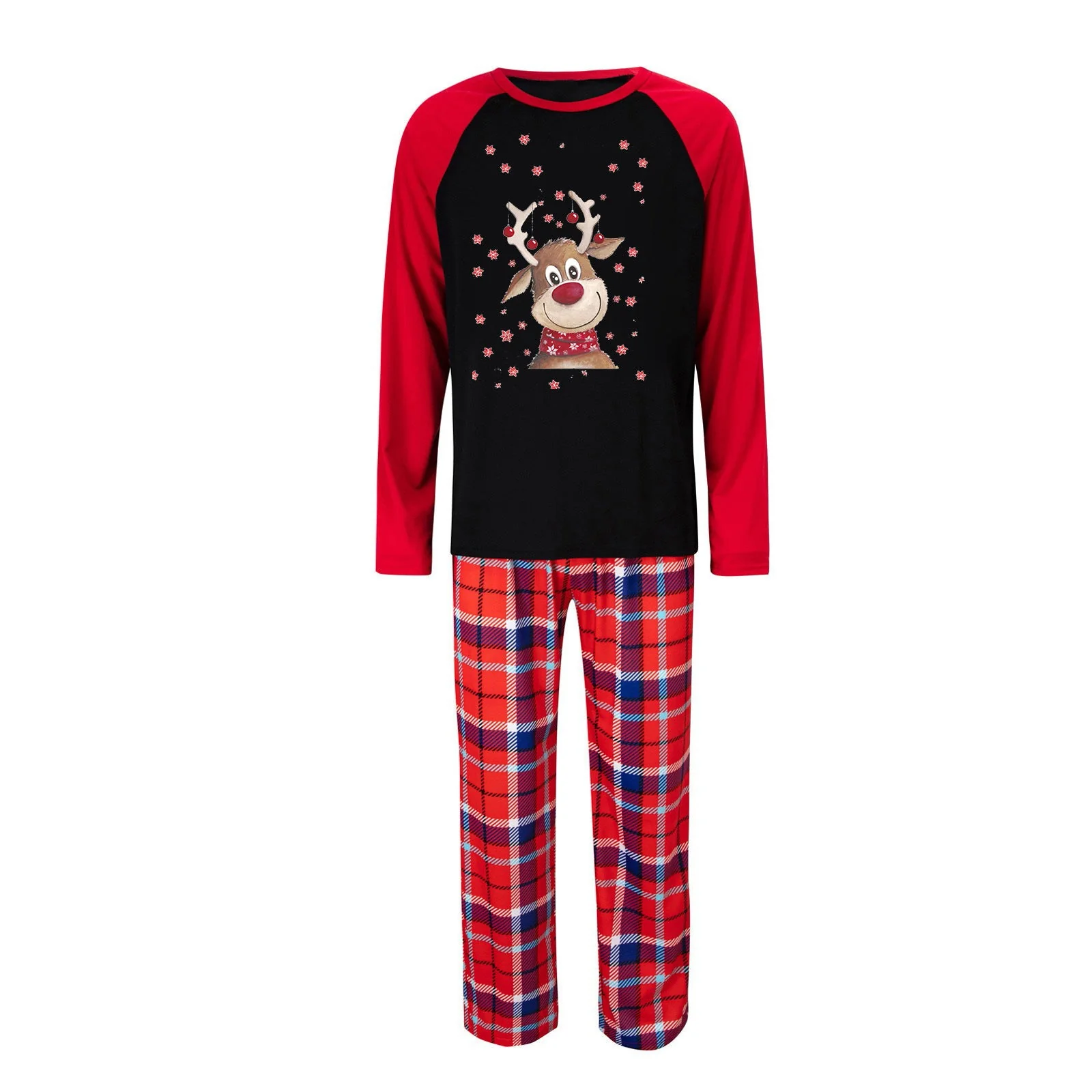 Reindeer Christmas Plaid Pattern Family Matching Pajamas Sets (with Pet's dog clothes) - Image 6