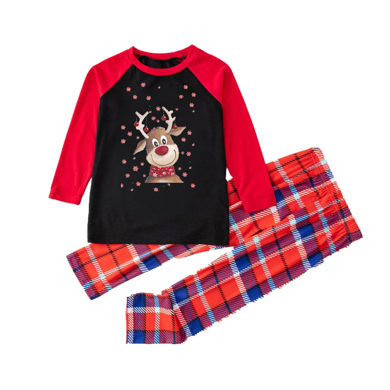 Reindeer Christmas Plaid Pattern Family Matching Pajamas Sets (with Pet's dog clothes) - Image 7