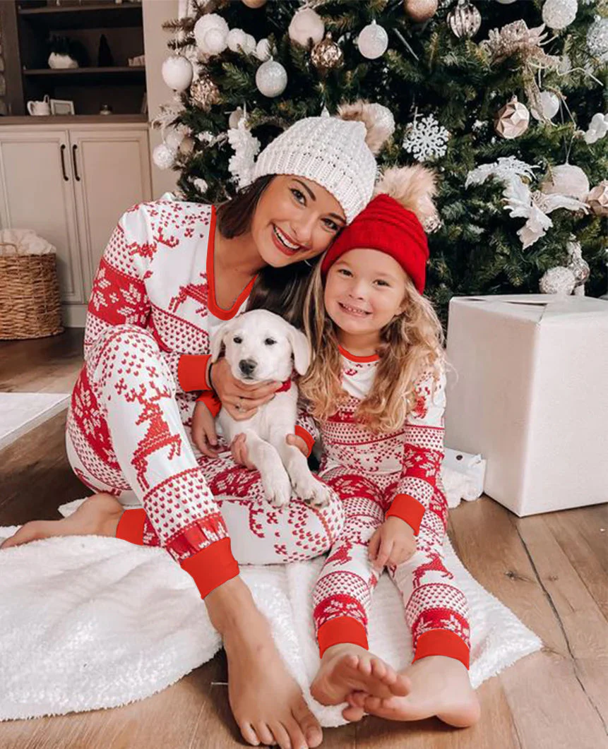 Reindeer Snowflake Matching Family Christmas Pajamas| Adults, Kids & Dog Pajamas - Image 10