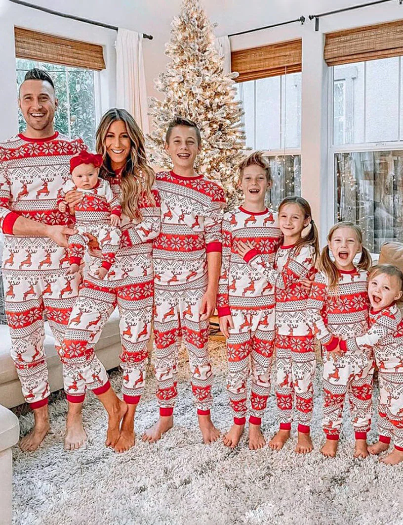 Reindeer Snowflake Matching Family Christmas Pajamas| Adults, Kids & Dog Pajamas - Image 11