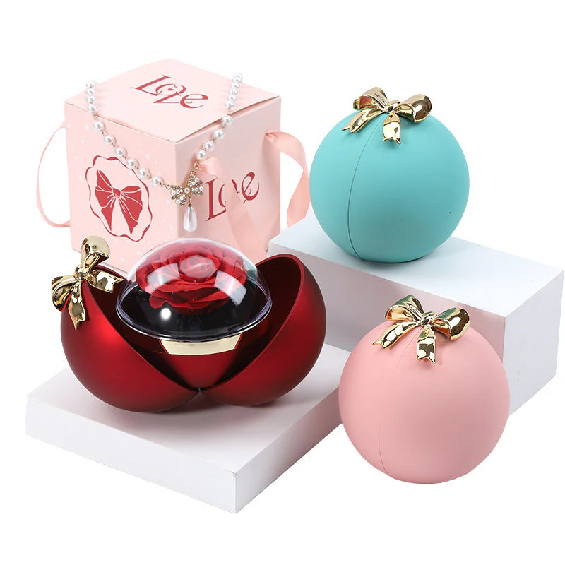 Round Eternal Rose Jewelry Gift Box With Heart Promise Ring - Image 7