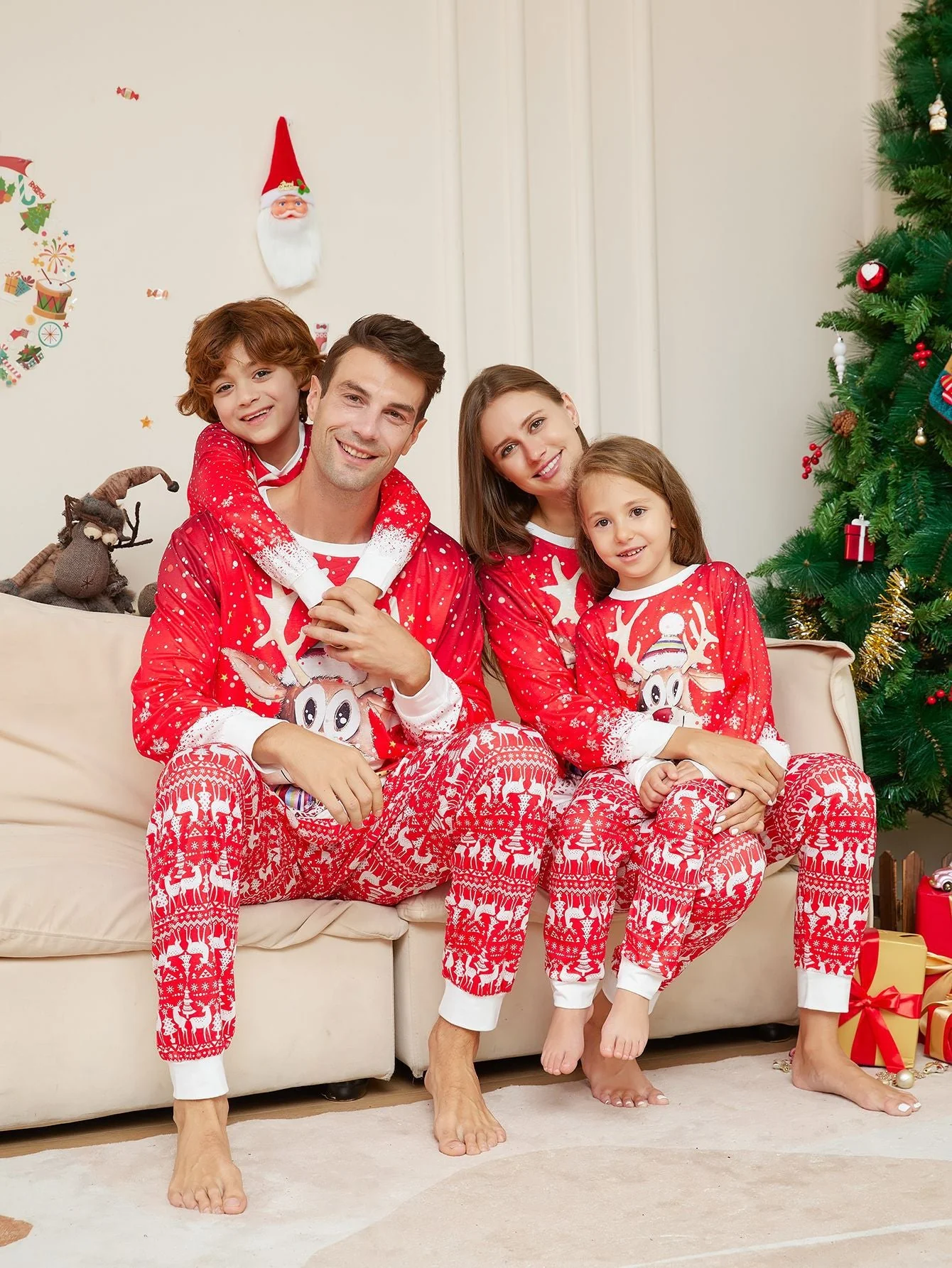 Snow Elk Matching Family Christmas Pajamas (Dog Pajamas Included) - Image 2
