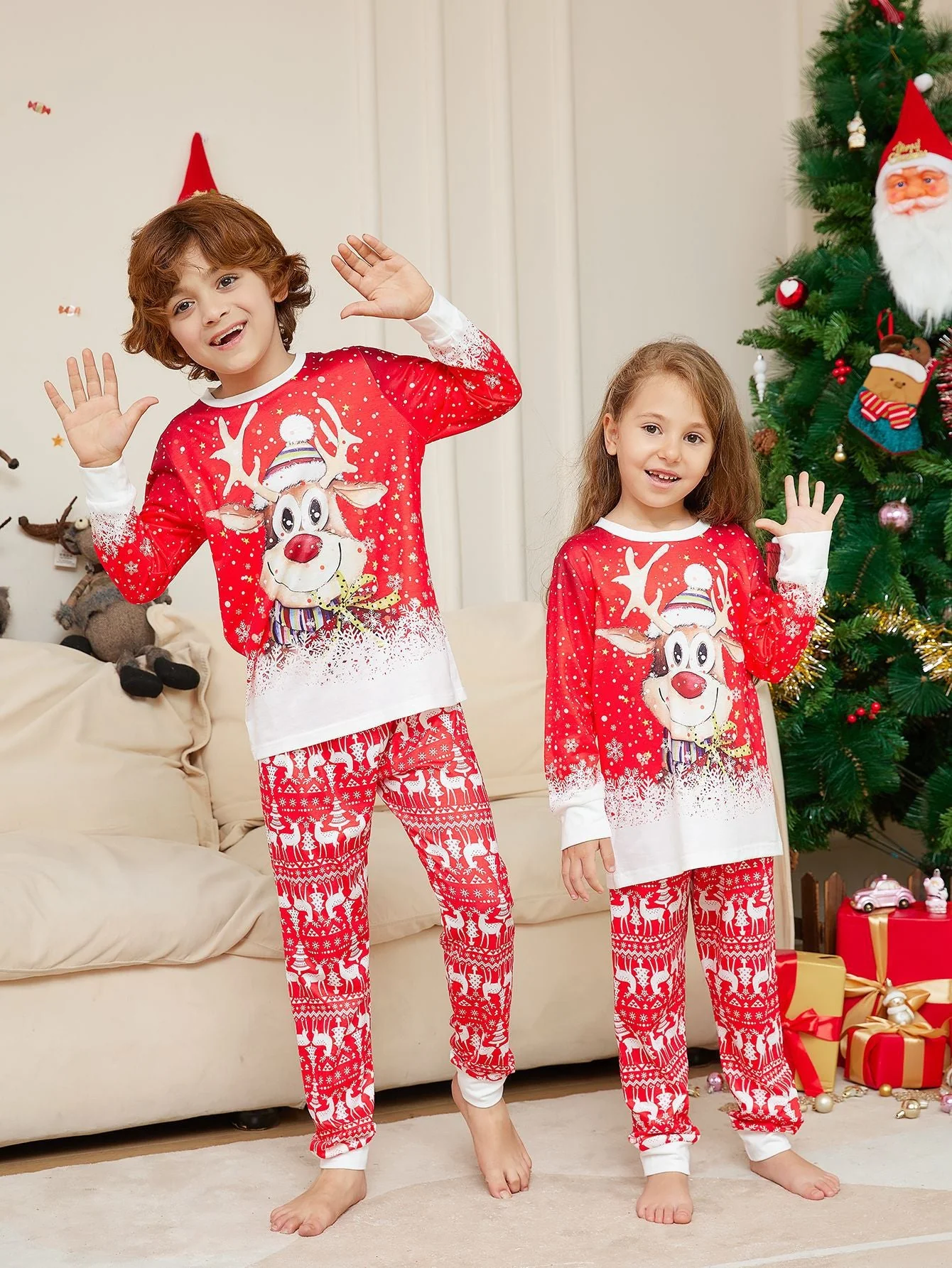 Snow Elk Matching Family Christmas Pajamas (Dog Pajamas Included) - Image 4