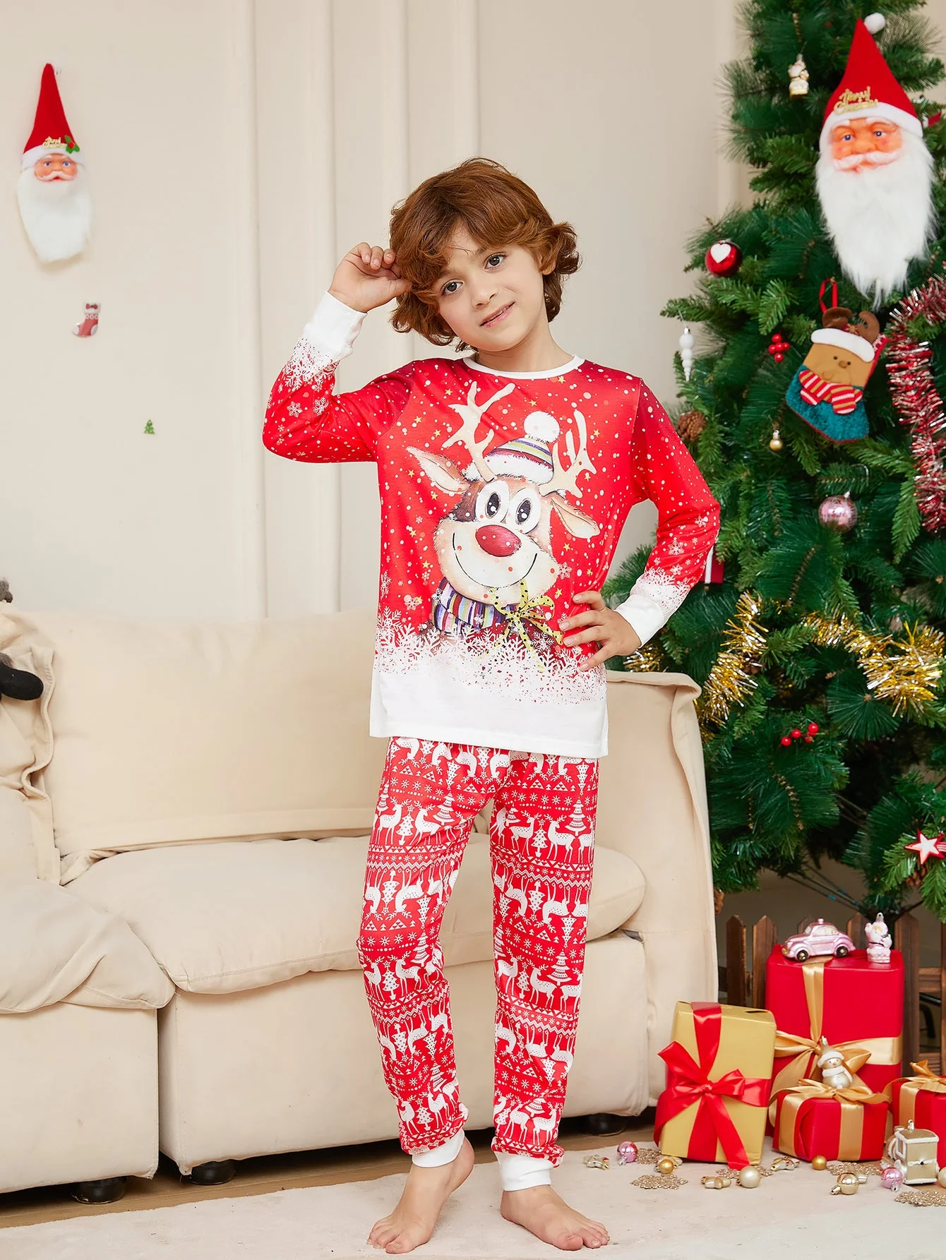 Snow Elk Matching Family Christmas Pajamas (Dog Pajamas Included) - Image 5