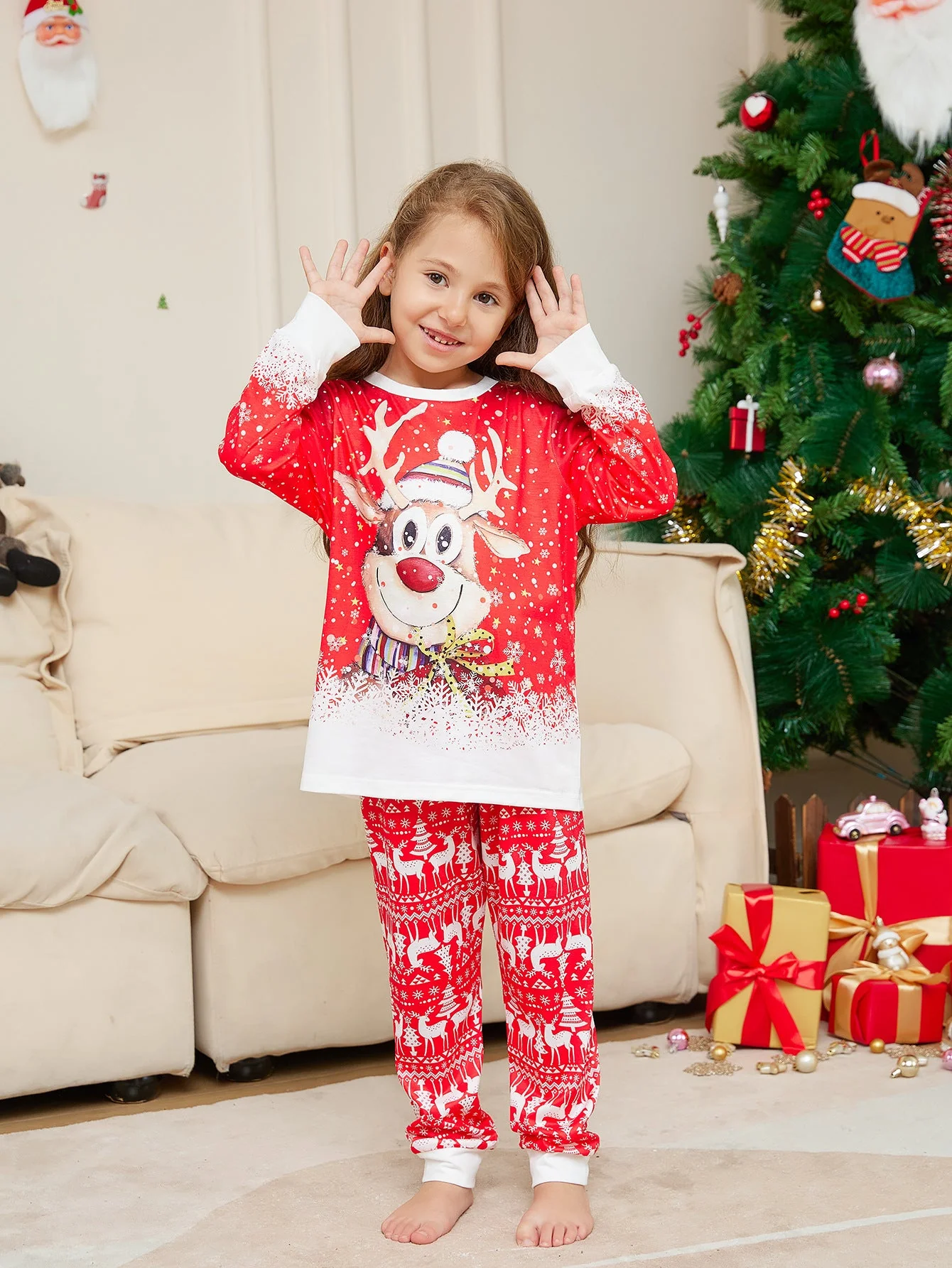 Snow Elk Matching Family Christmas Pajamas (Dog Pajamas Included) - Image 6