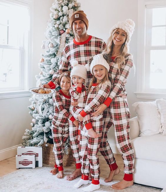 Tartan Plaid Matching Family Christmas Pajamas-Dog Pajamas Included - Image 11