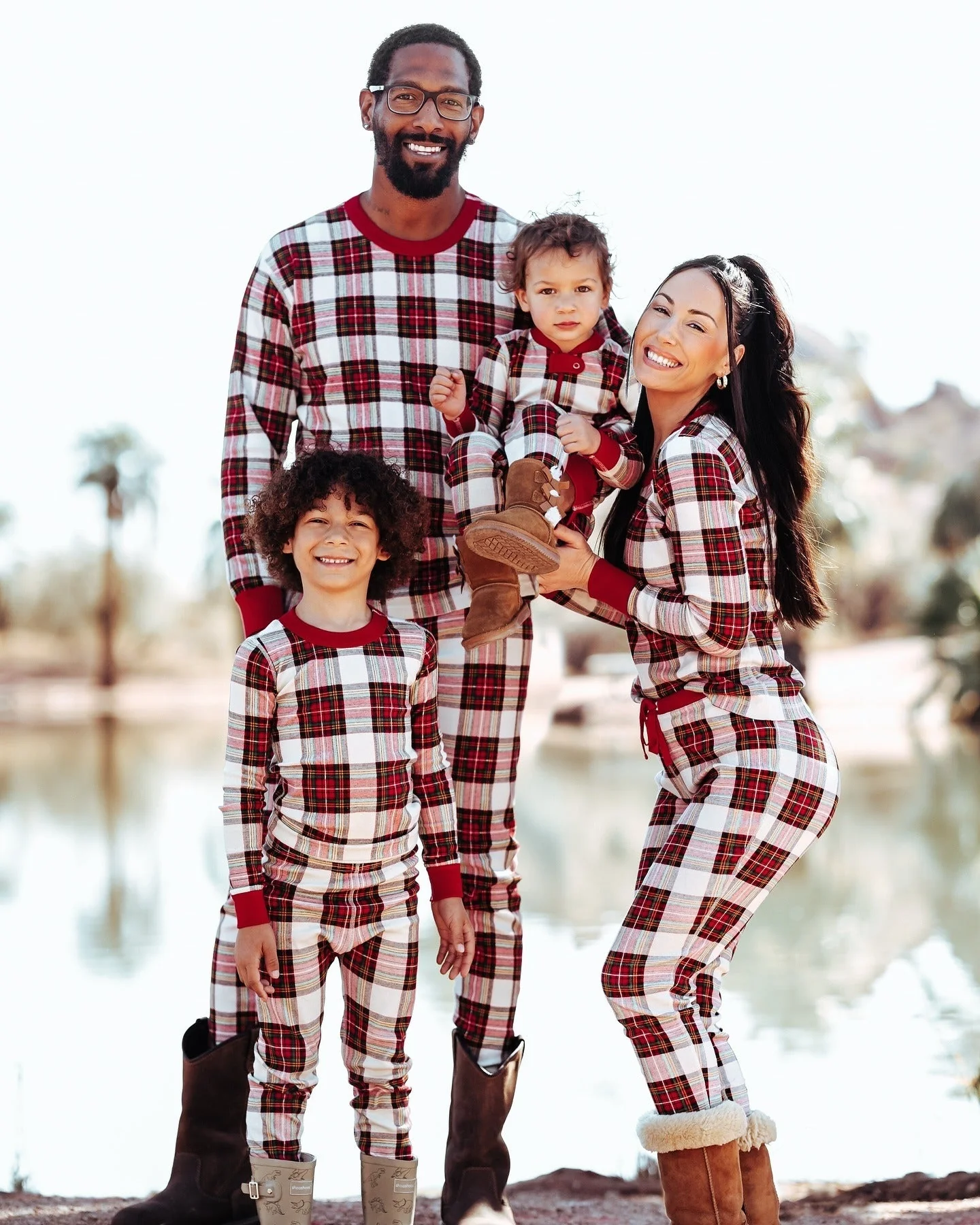 Tartan Plaid Matching Family Christmas Pajamas-Dog Pajamas Included - Image 3