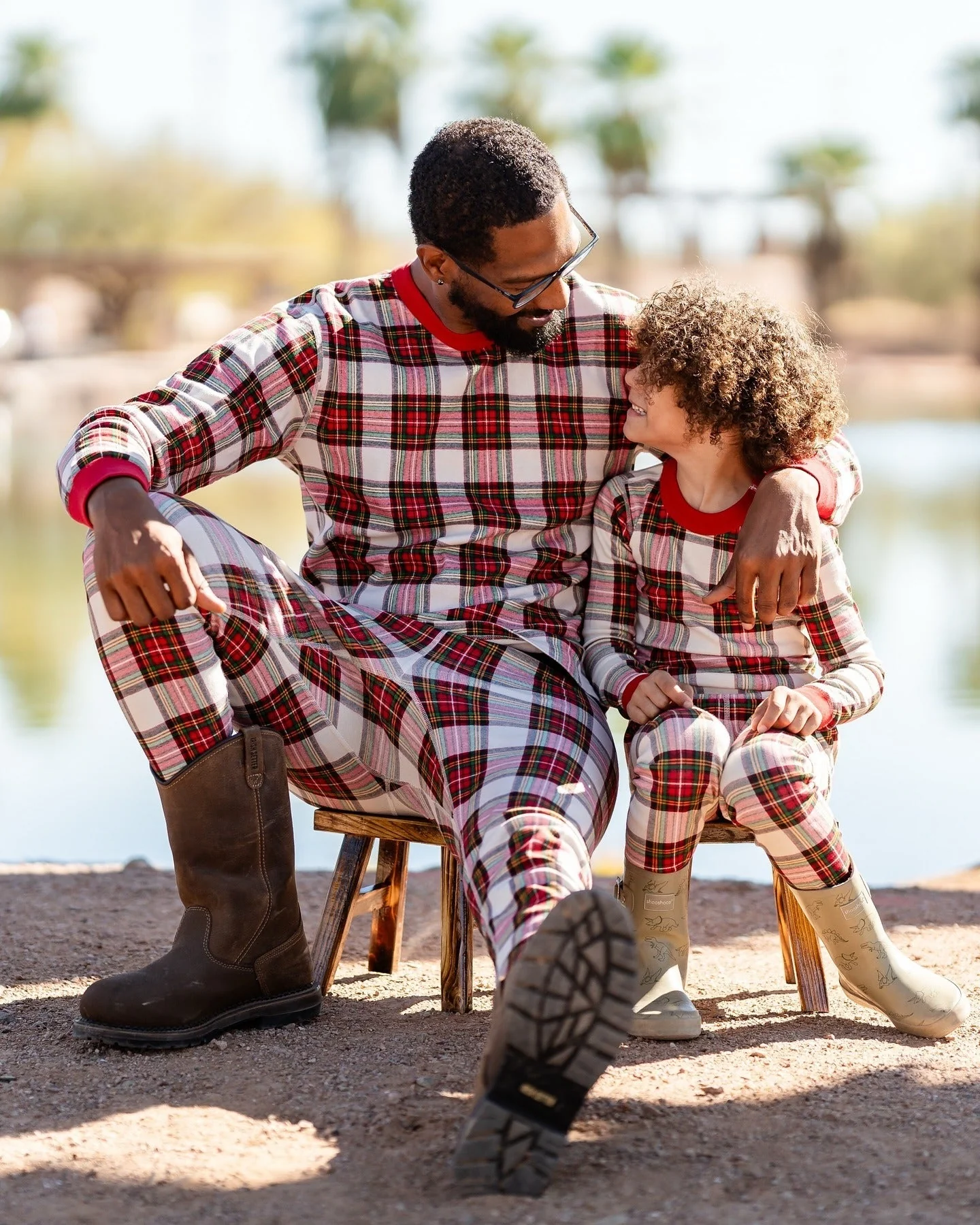 Tartan Plaid Matching Family Christmas Pajamas-Dog Pajamas Included - Image 4