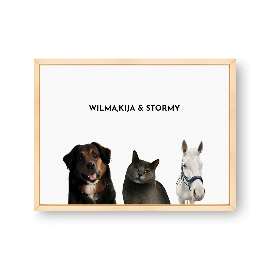 Three Pets Portrait: Customized Trio of Adorable Companions - Image 3