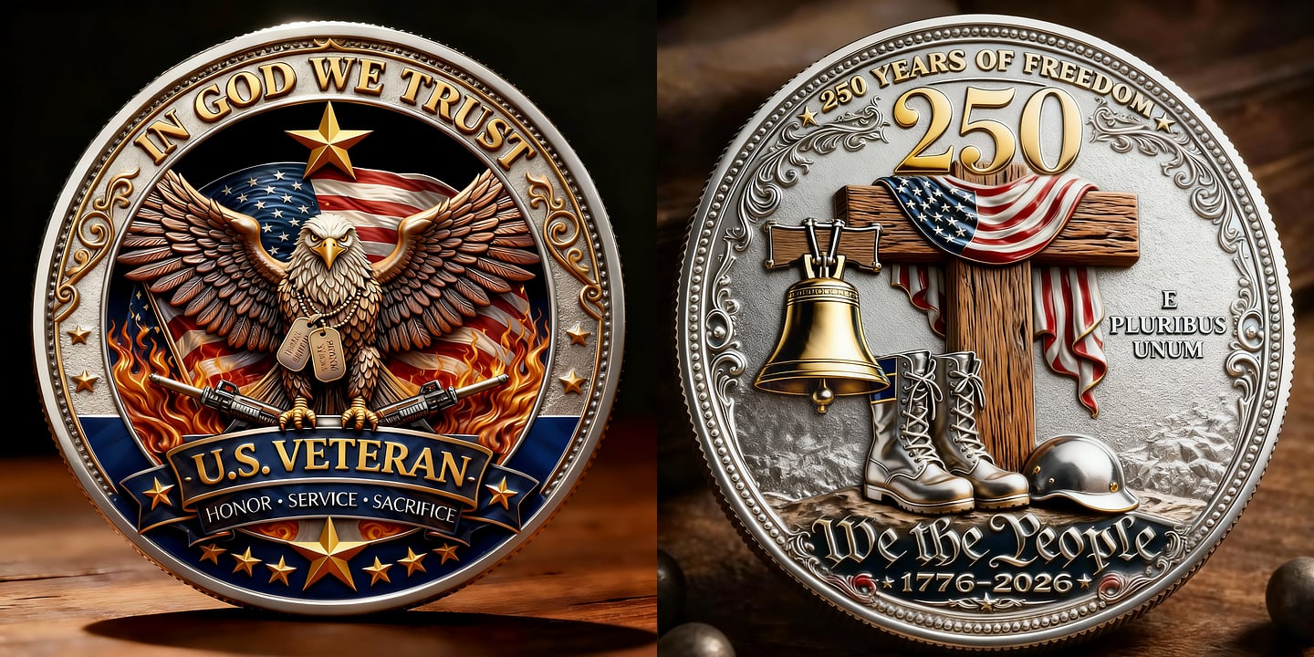 U.S. Veteran – In God We Trust | 250 Years of Freedom Commemorative Coin - Image 3